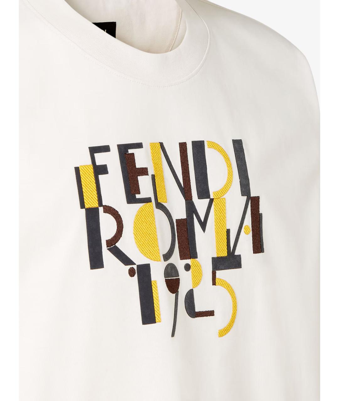 FENDI Белая хлопковая футболка, фото 4