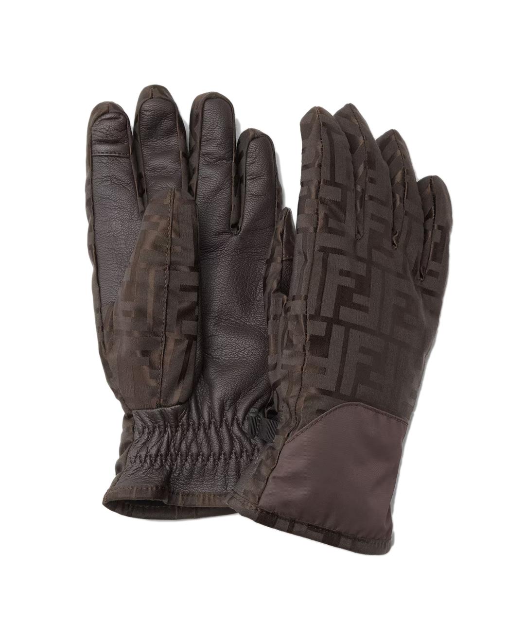 FENDI Коричневые перчатки, фото 1