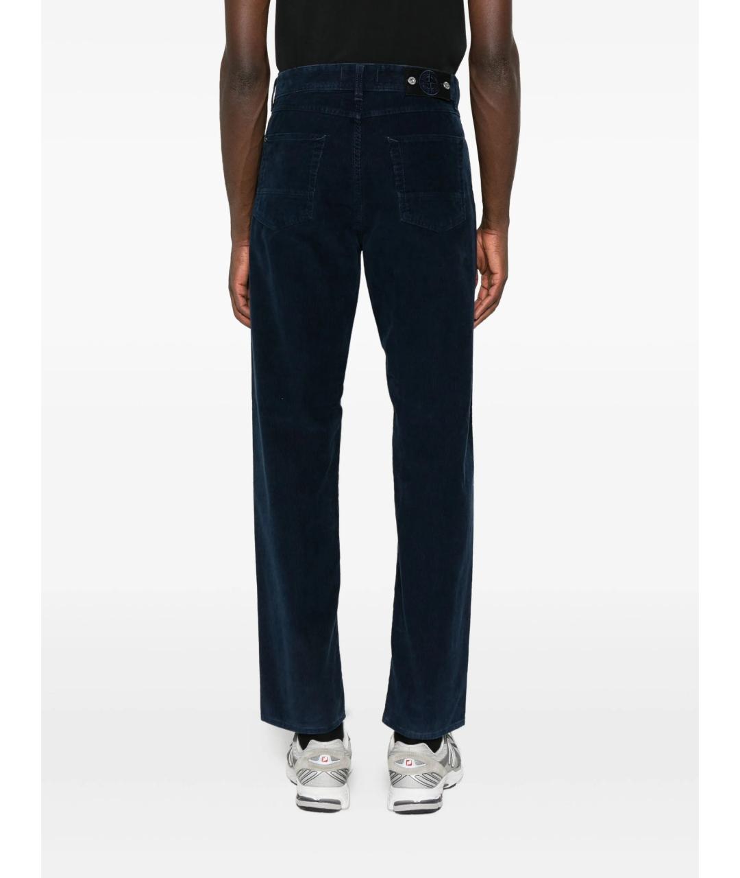 STONE ISLAND Темно-синие хлопковые прямые джинсы, фото 4