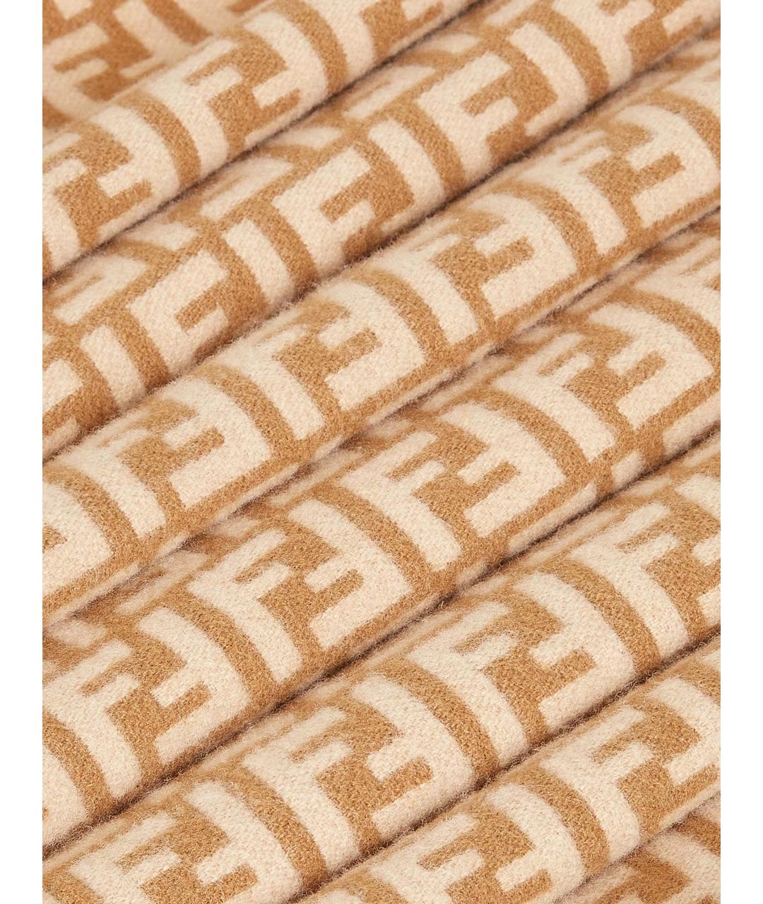 FENDI Бежевый шерстяной шарф, фото 3