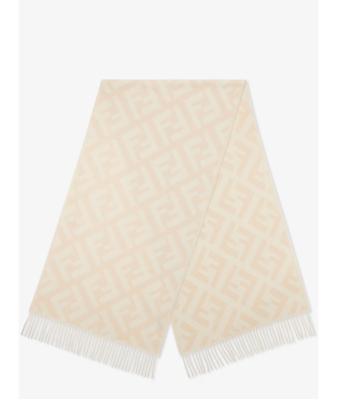 FENDI Белый кашемировый шарф, фото 3