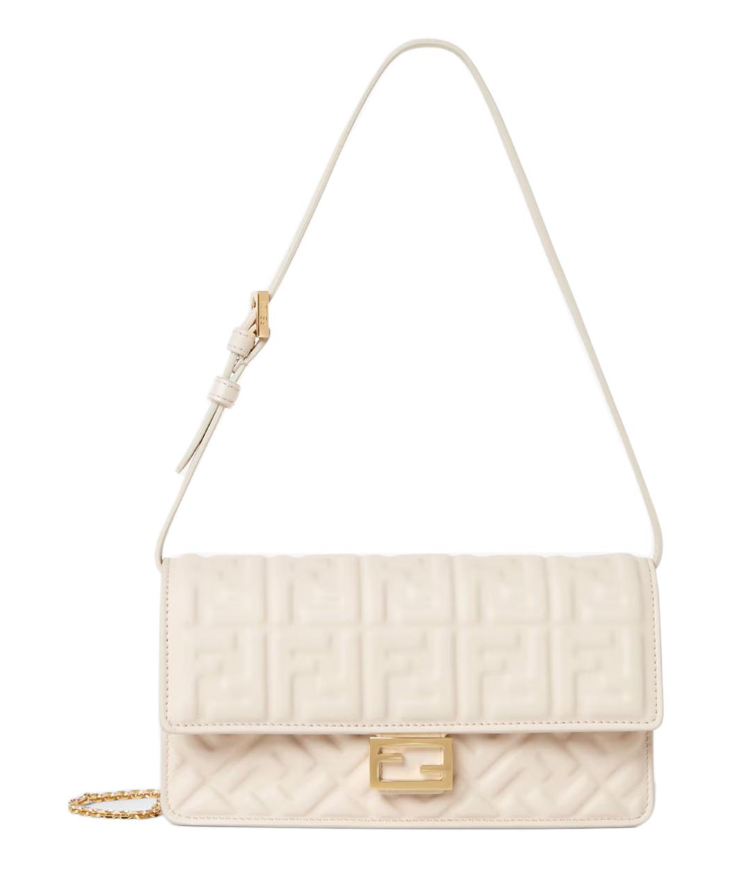 FENDI Белая кожаная сумка через плечо, фото 1
