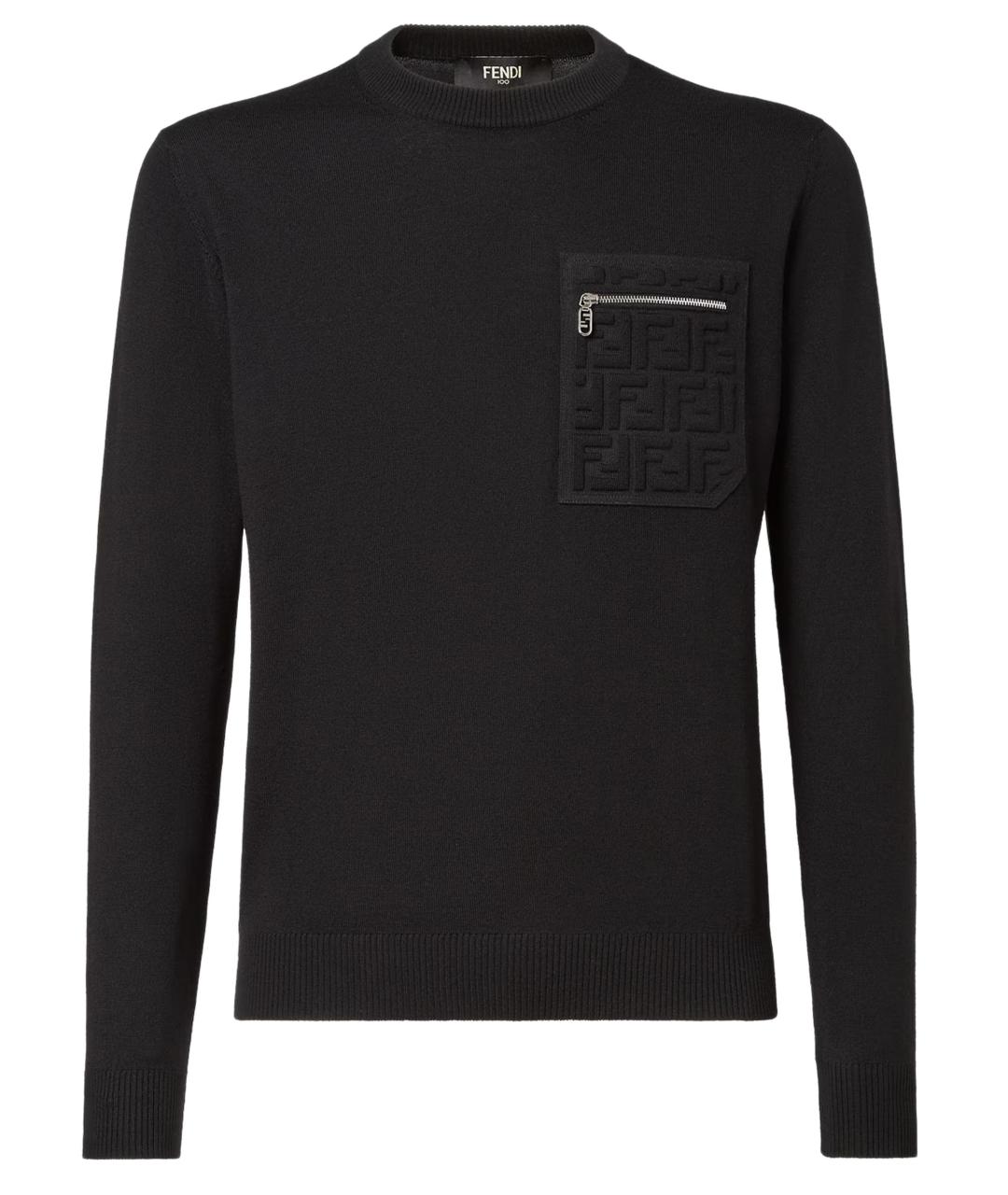 FENDI Черный шерстяной джемпер / свитер, фото 1