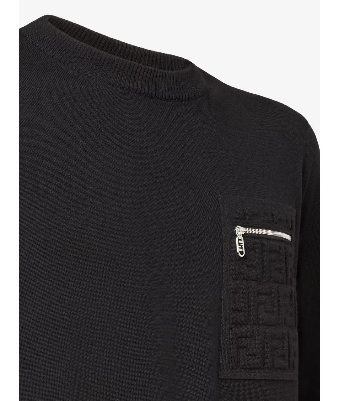 FENDI Черный шерстяной джемпер / свитер, фото 3