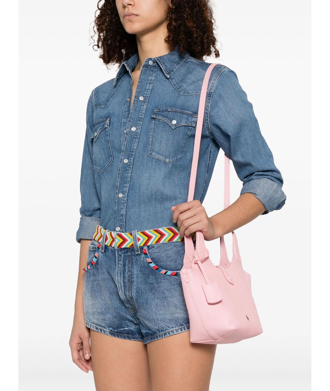 POLO RALPH LAUREN Розовая кожаная сумка через плечо, фото 2