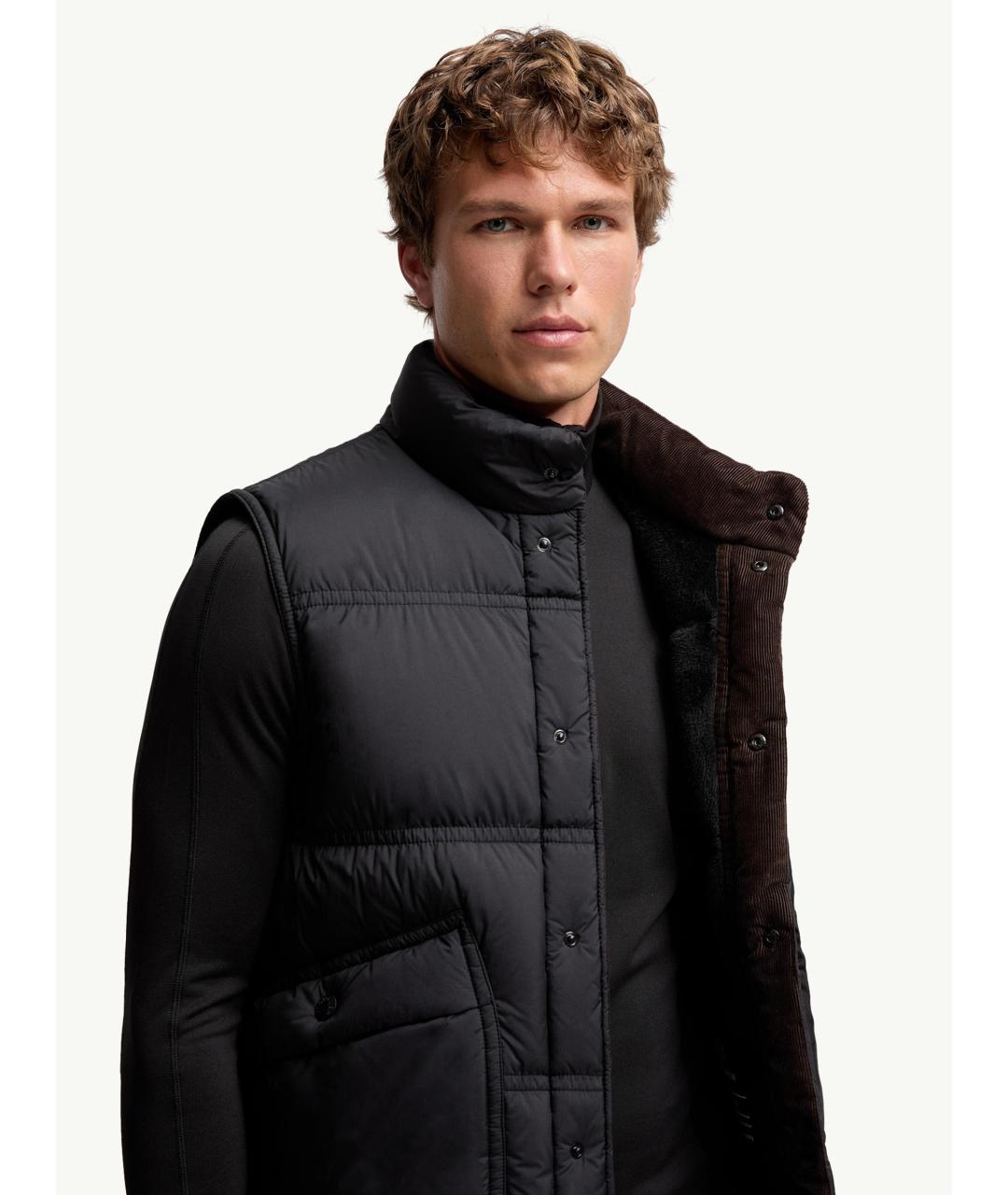 MONCLER Черный полиамидовый жилет, фото 6