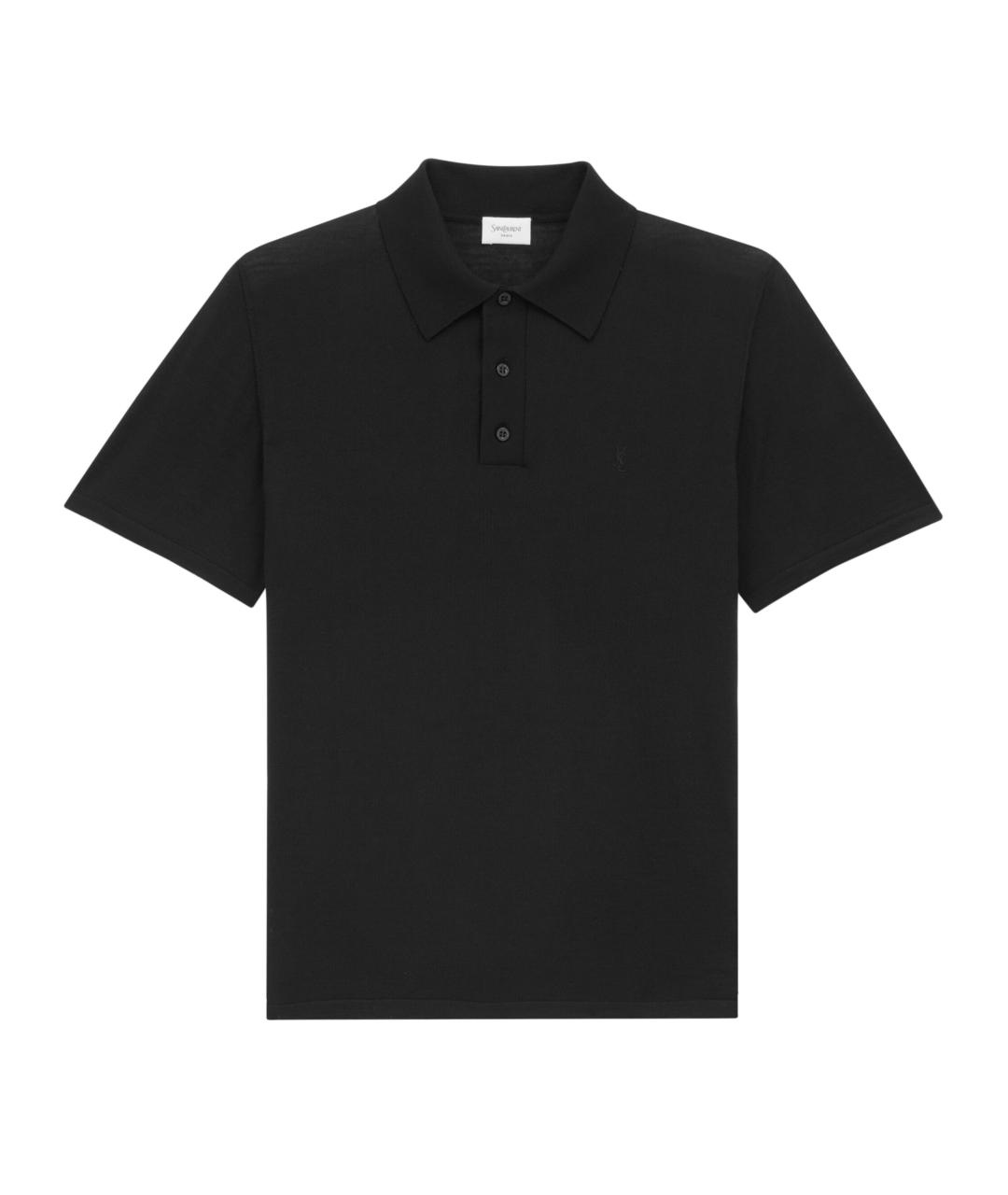 SAINT LAURENT Черное поло с коротким рукавом, фото 1