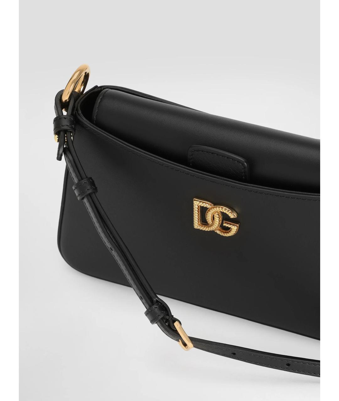 DOLCE&GABBANA Черная кожаная сумка тоут, фото 5
