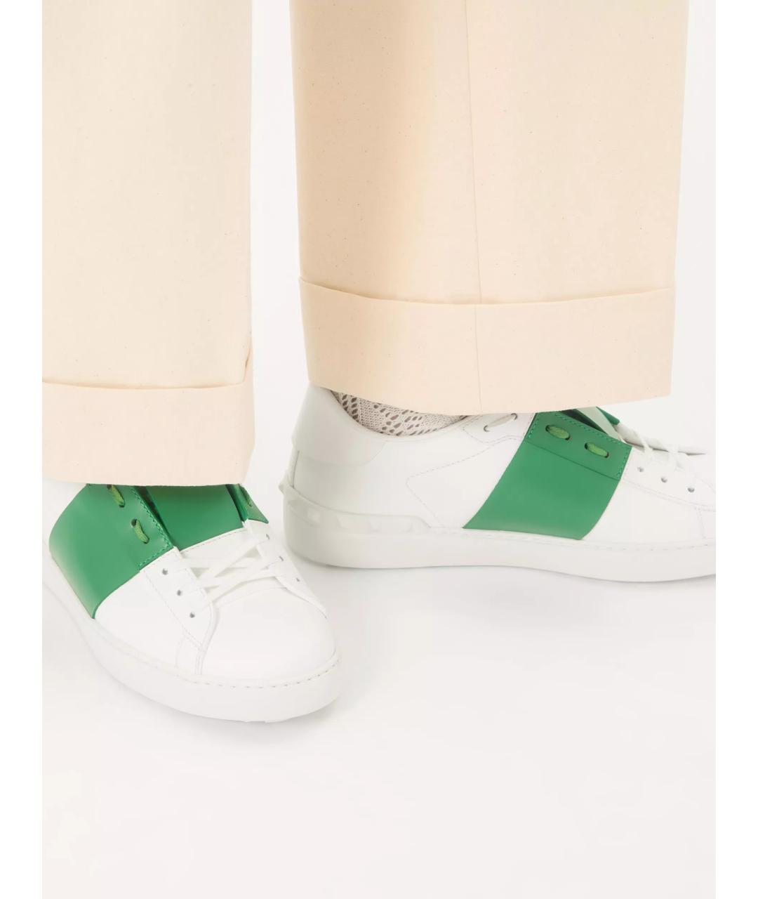 VALENTINO Белые кожаные низкие кроссовки / кеды, фото 2