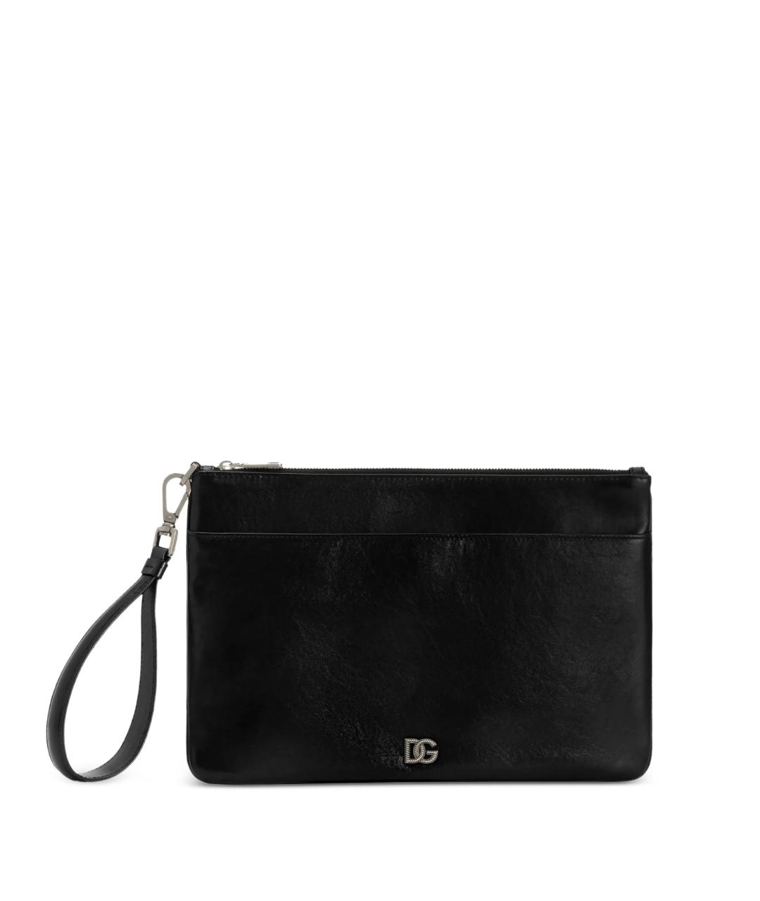 DOLCE&GABBANA Черная кожаная барсетка, фото 1