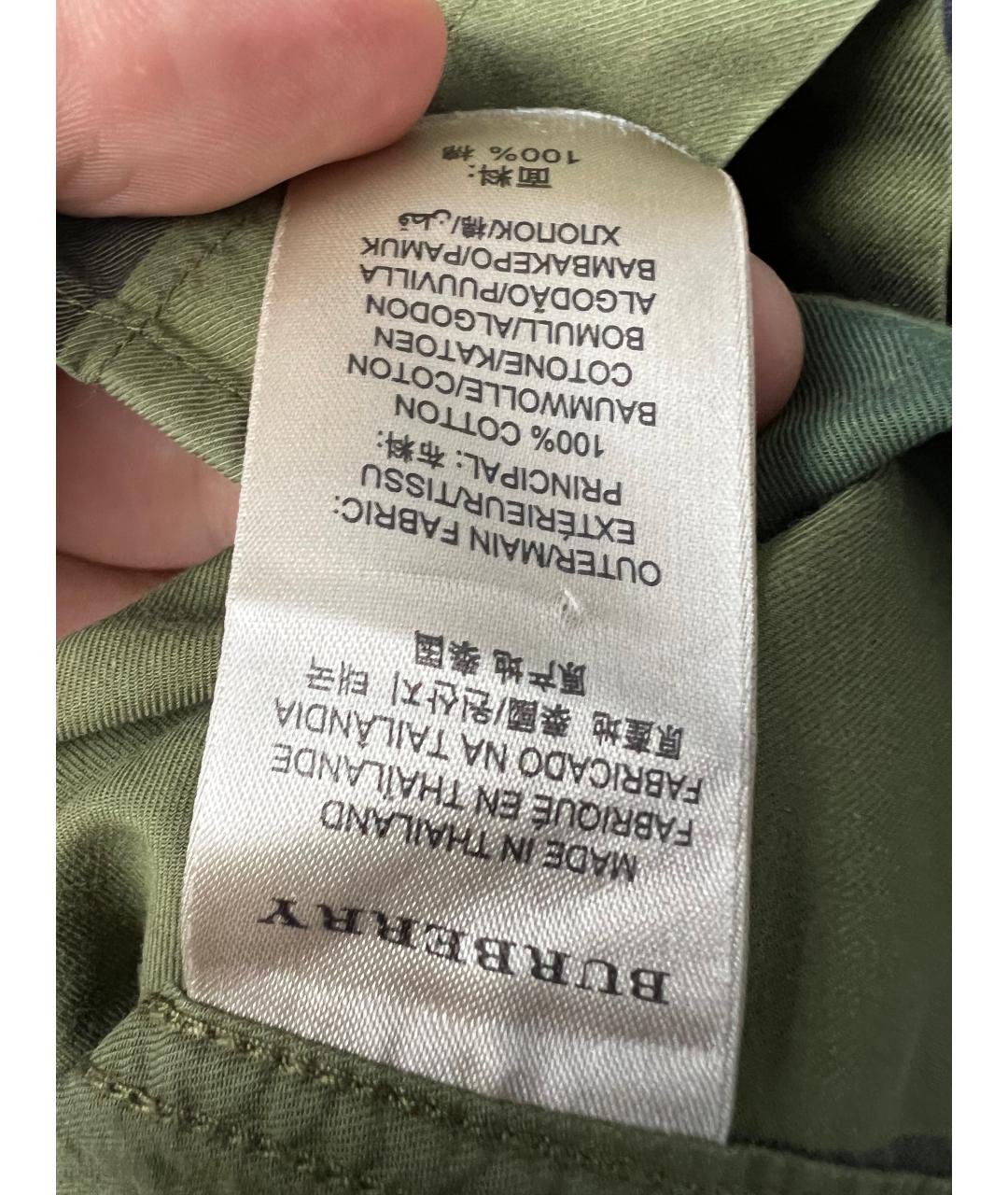 BURBERRY Зеленая хлопковая кэжуал рубашка, фото 6