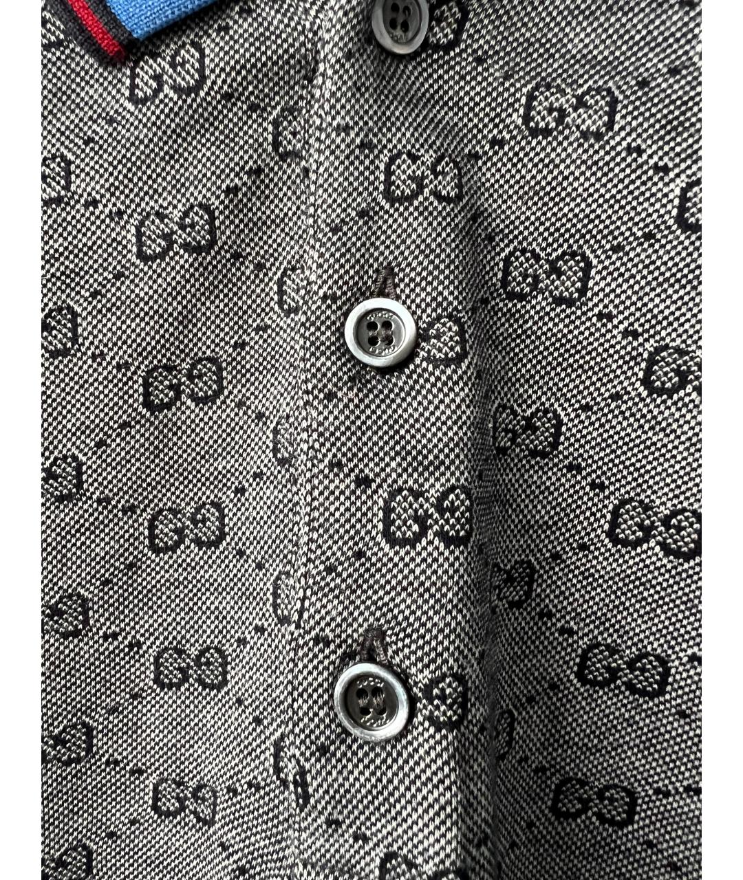 GUCCI Серое хлопковое поло с коротким рукавом, фото 2