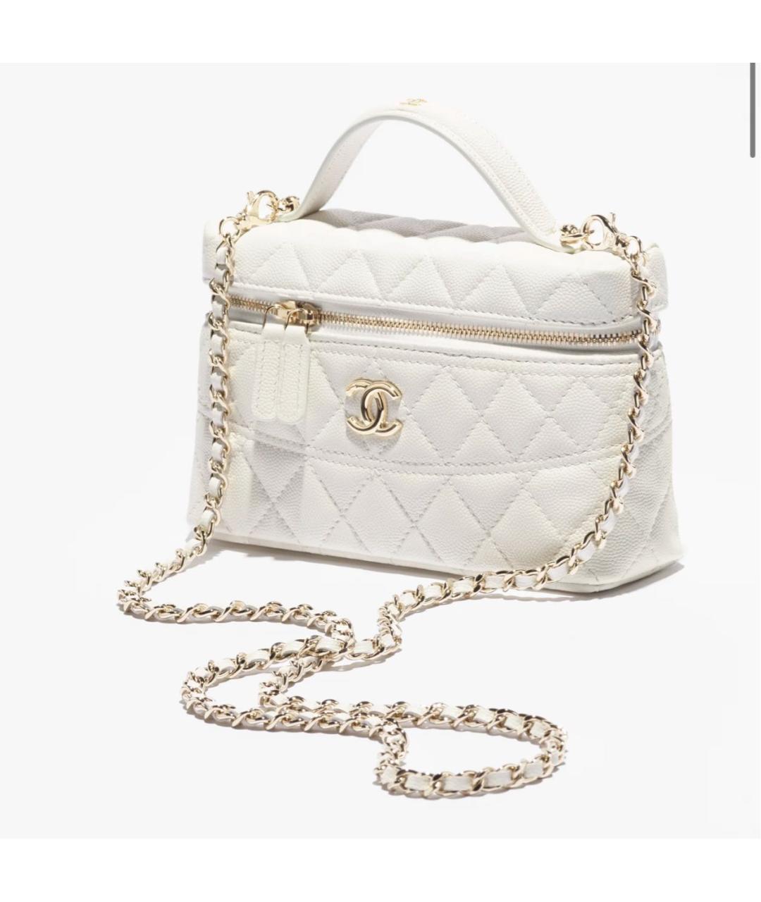 CHANEL Белая кожаная сумка через плечо, фото 2