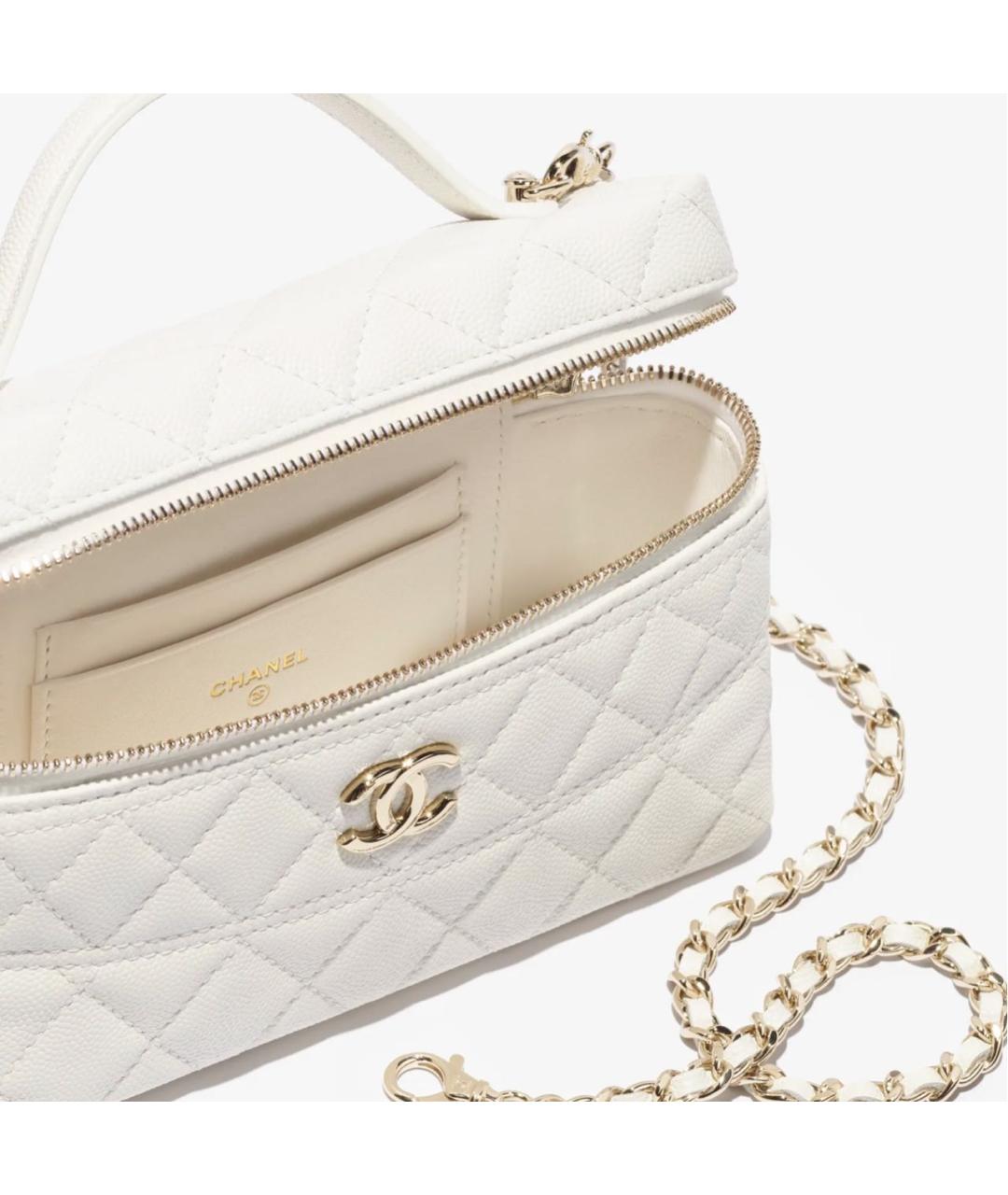 CHANEL Белая кожаная сумка через плечо, фото 3