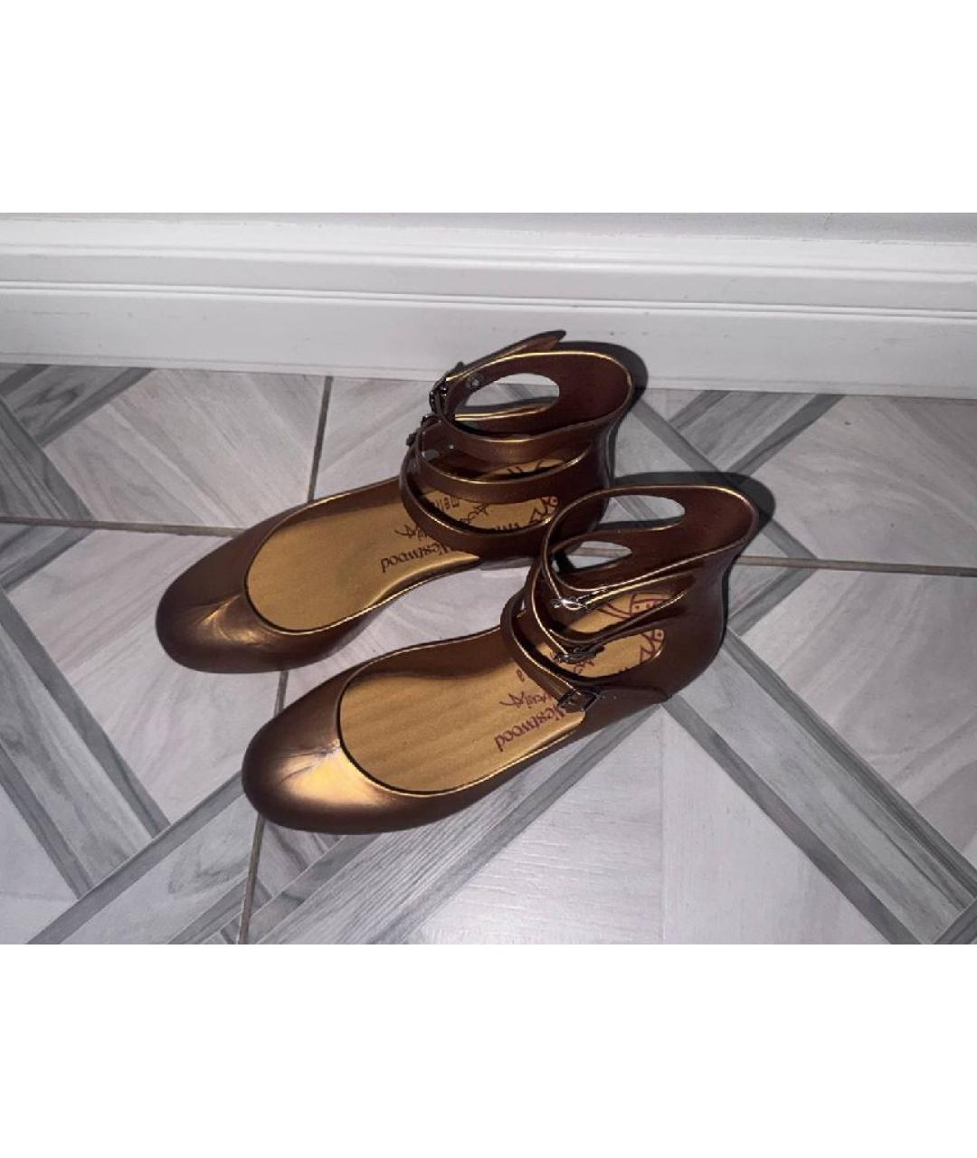 VIVIENNE WESTWOOD Золотые резиновые балетки, фото 3