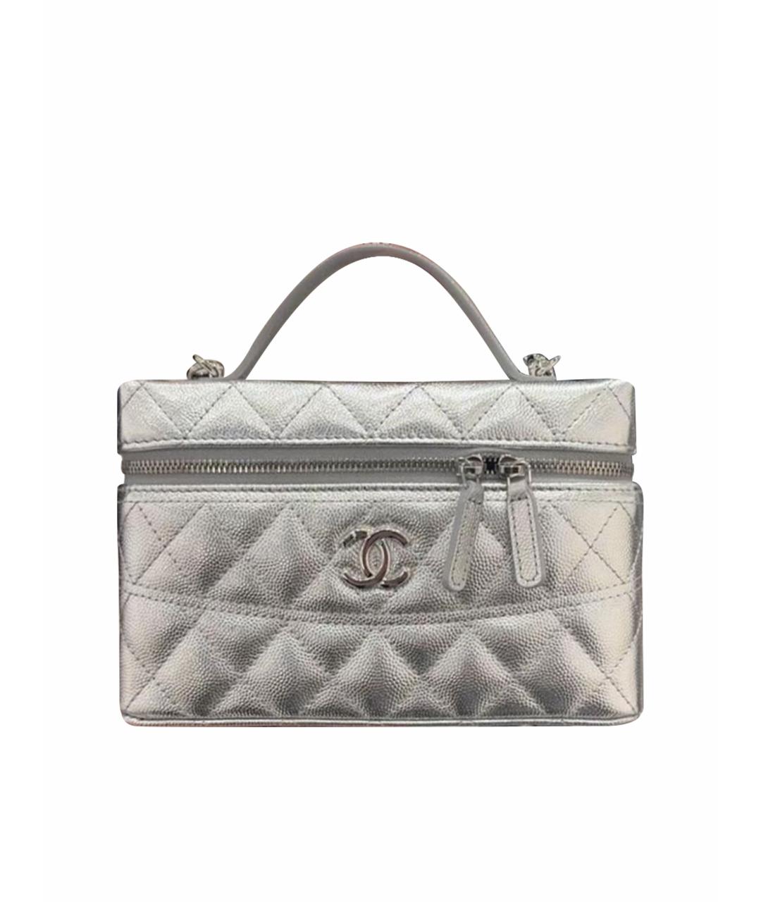 CHANEL Серебряная кожаная сумка через плечо, фото 1