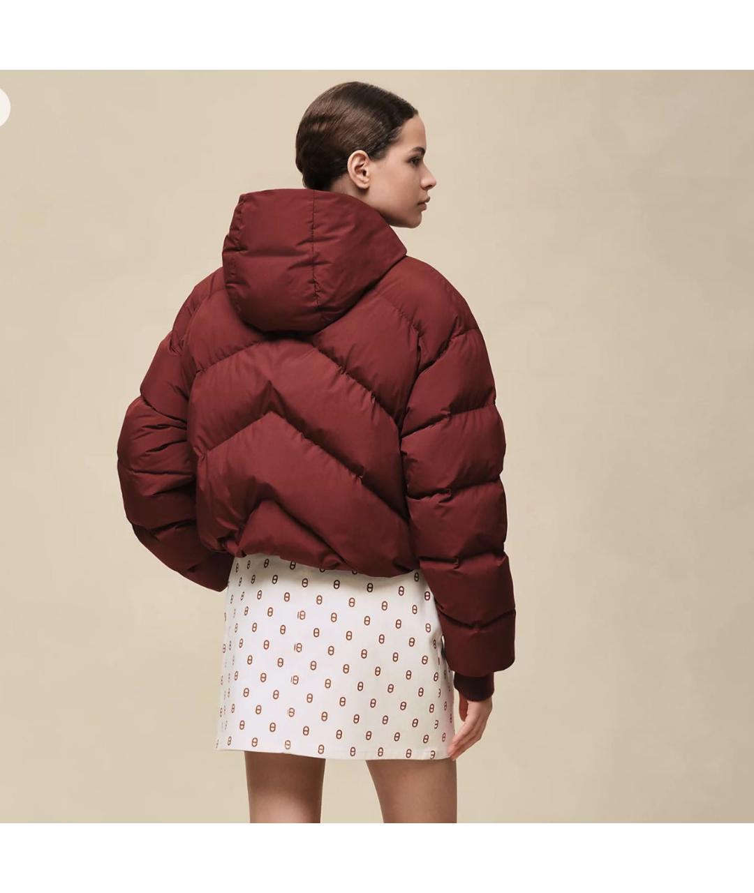 HERMES Бордовый полиэстеровый пуховик, фото 7