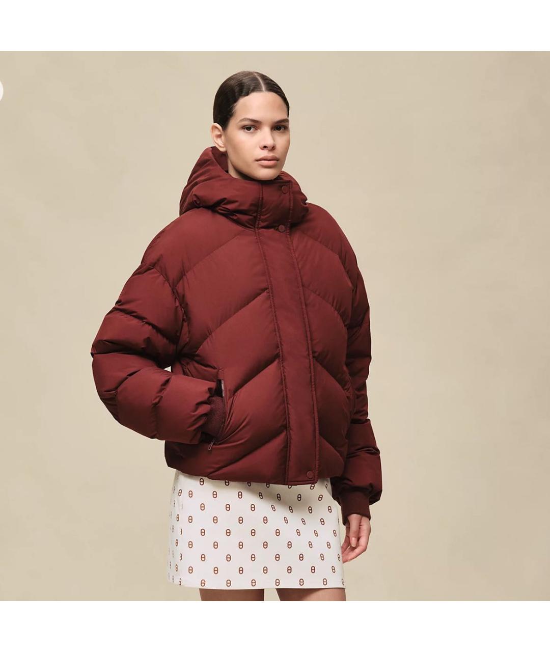 HERMES Бордовый полиэстеровый пуховик, фото 2