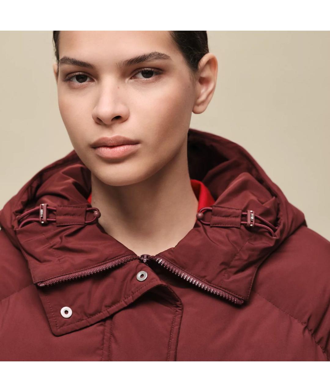 HERMES Бордовый полиэстеровый пуховик, фото 6