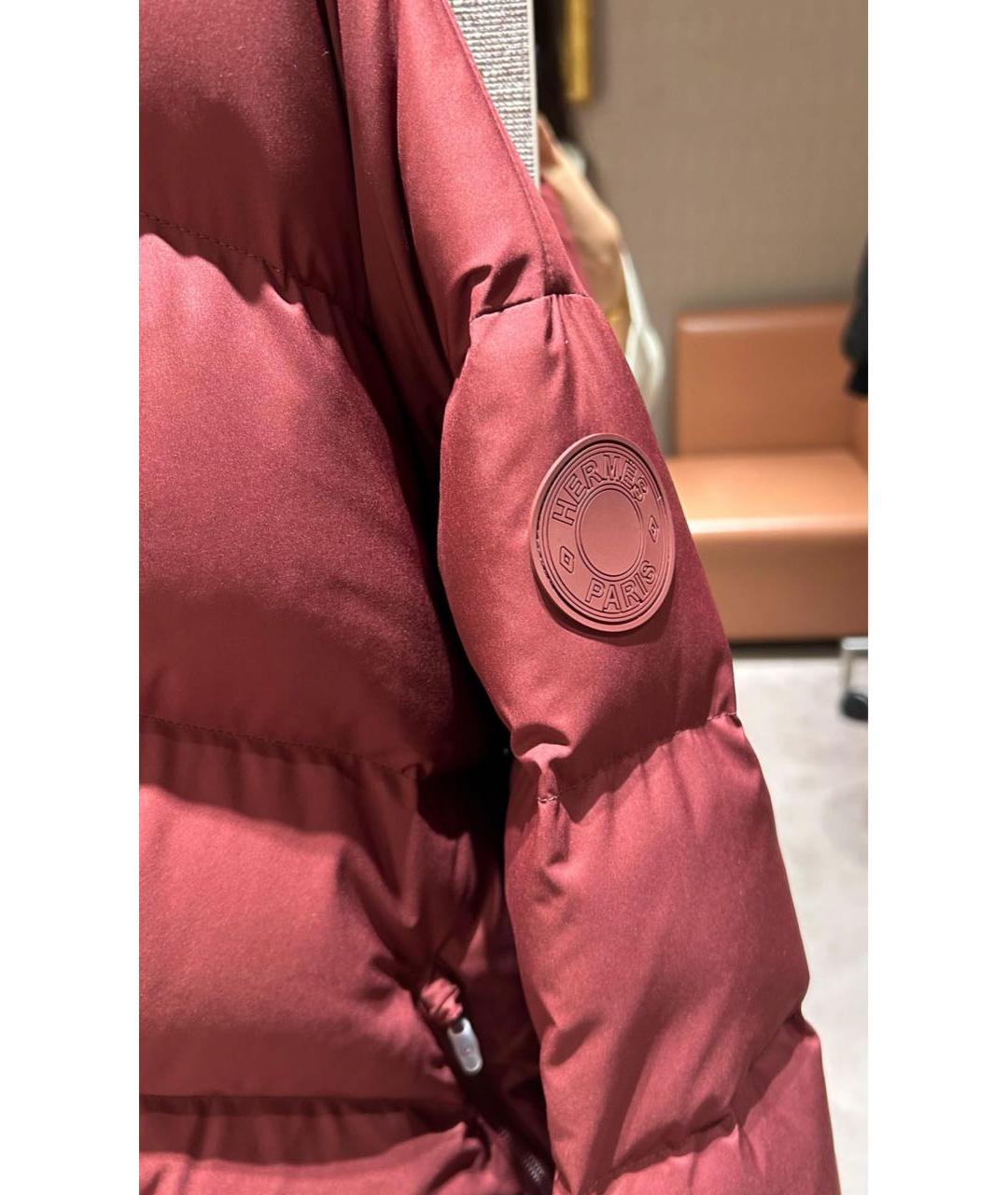 HERMES Бордовый полиэстеровый пуховик, фото 4