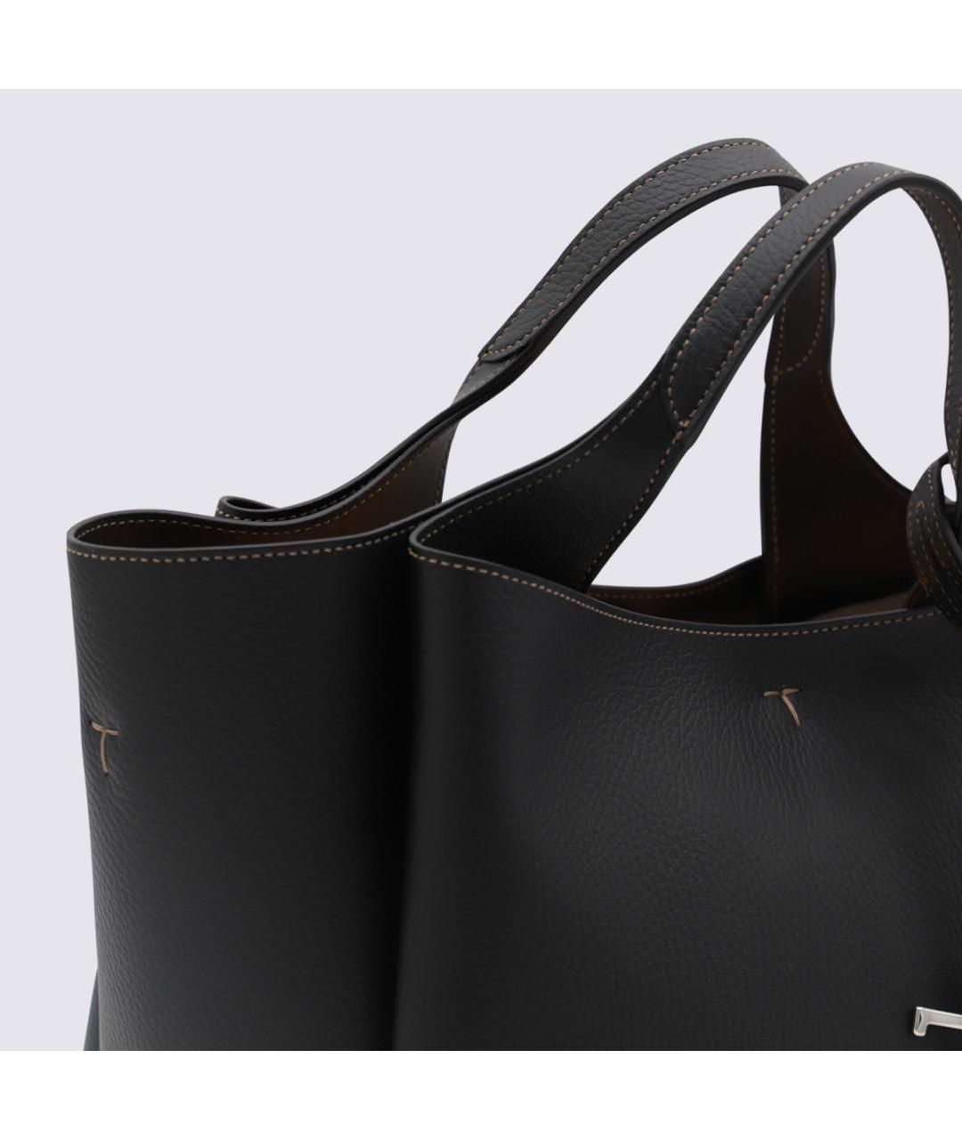 TOD'S Черная кожаная сумка тоут, фото 3