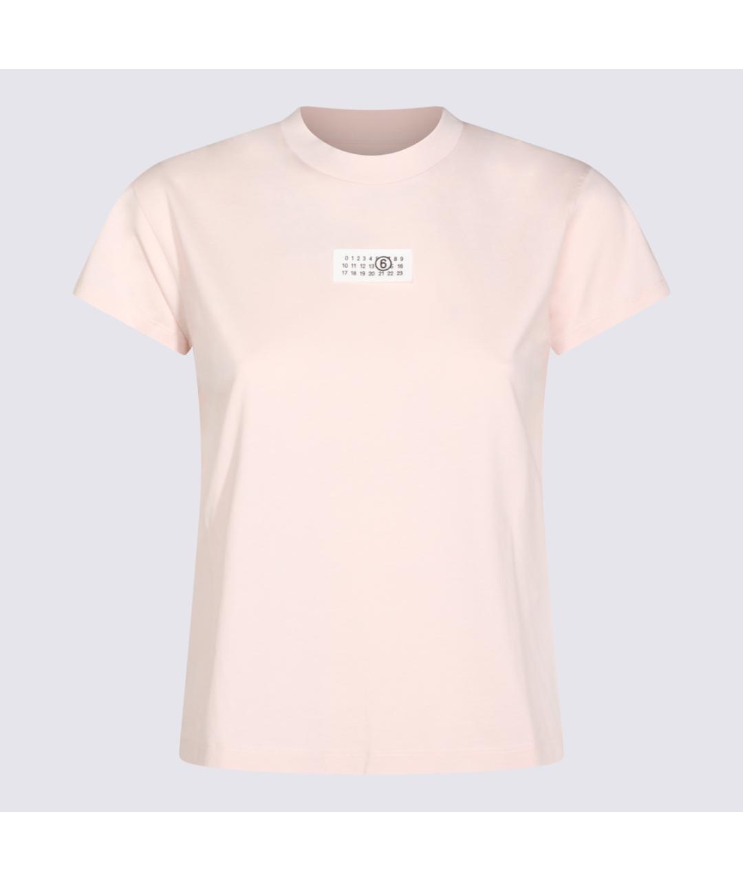 MM6 MAISON MARGIELA Розовая хлопковая футболка, фото 4