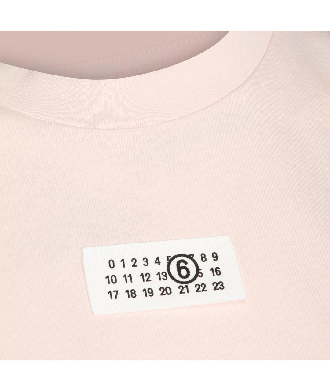 MM6 MAISON MARGIELA Розовая хлопковая футболка, фото 3