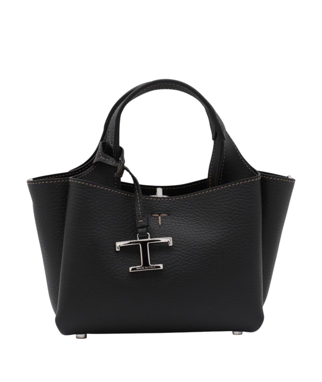 TOD'S Черная кожаная сумка тоут, фото 1