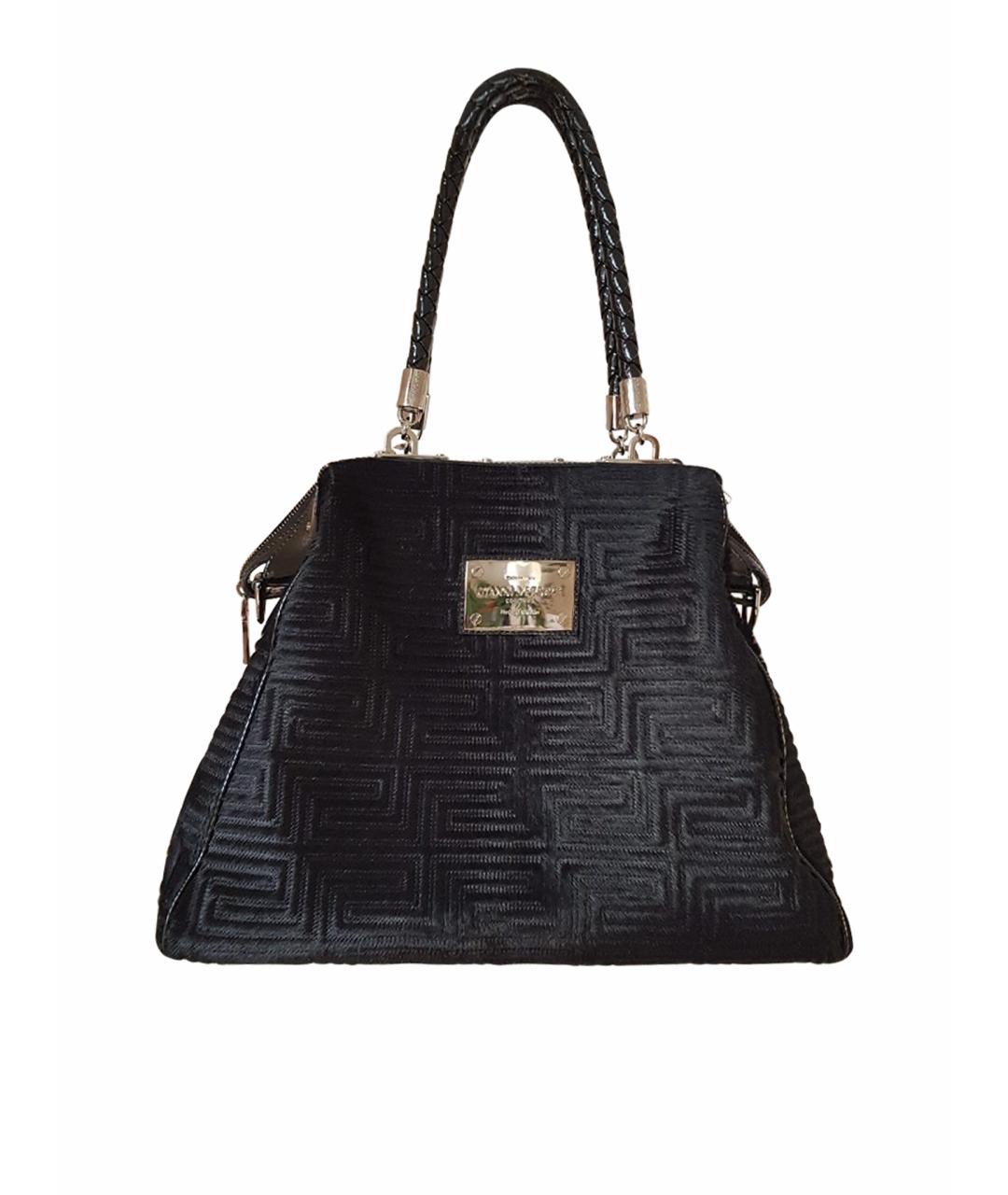 VERSACE Черная меховая сумка с короткими ручками, фото 1