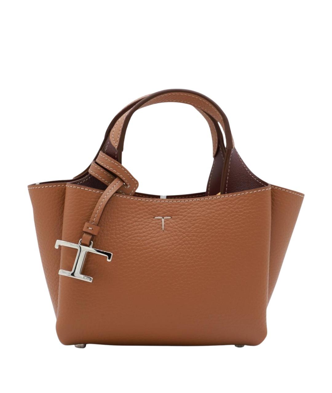 TOD'S Коричневая кожаная сумка тоут, фото 1