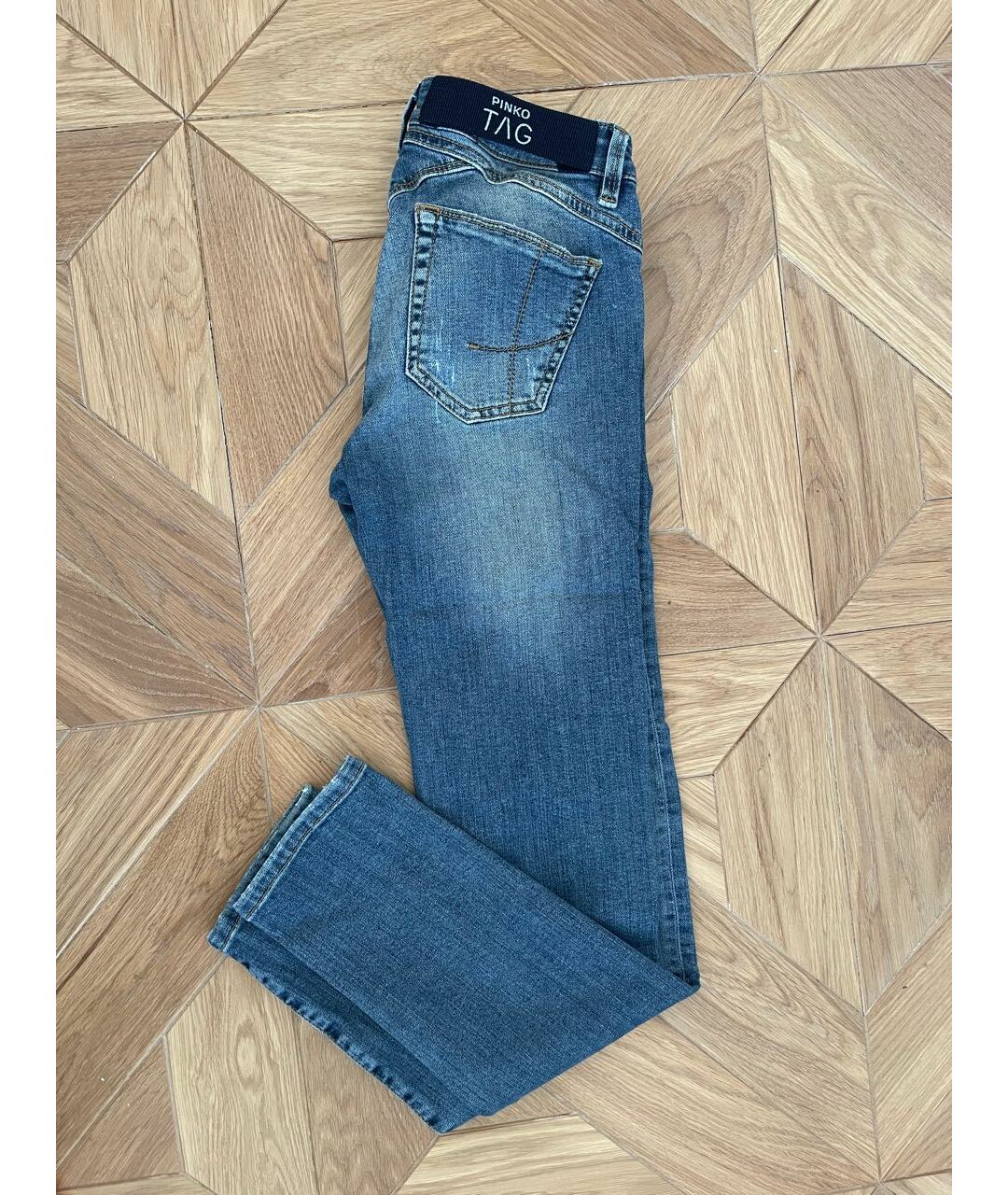PINKO Синие хлопковые джинсы слим, фото 2
