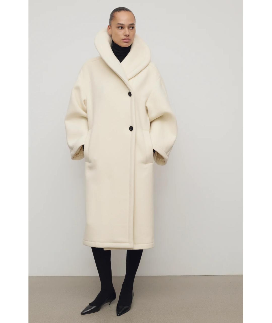 THE ROW Белое шерстяное пальто, фото 3