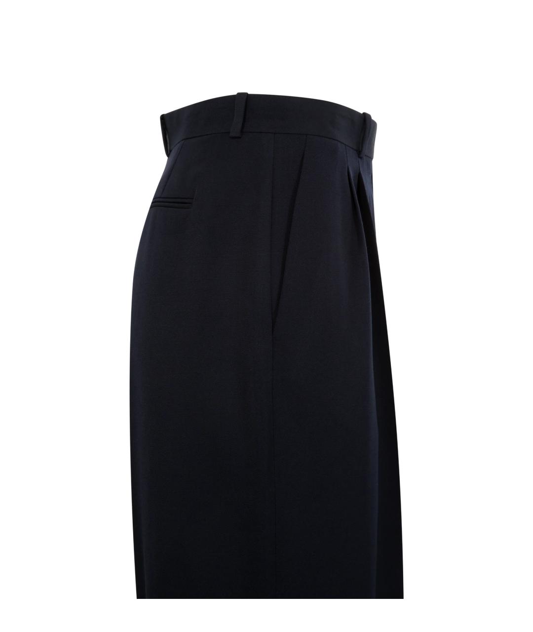 THE ROW Темно-синие шерстяные прямые брюки, фото 3