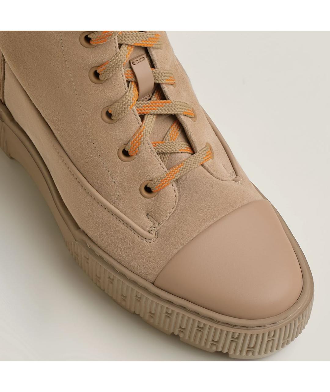 HERMES Бежевые замшевые ботинки, фото 4