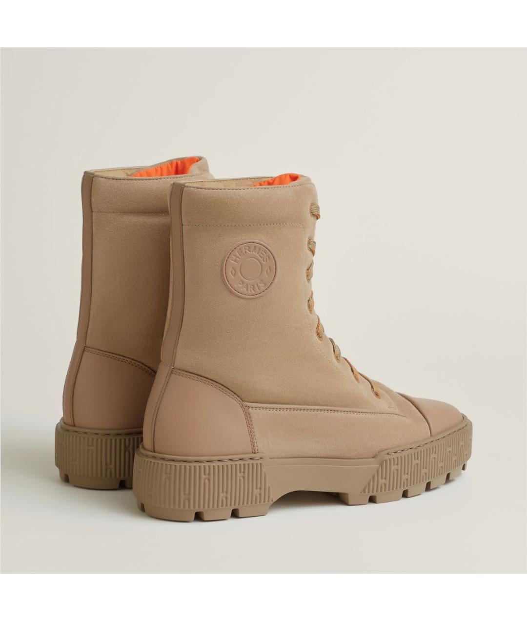 HERMES Бежевые замшевые ботинки, фото 3