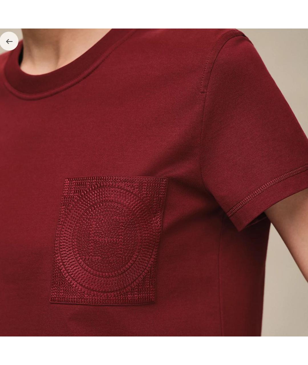 HERMES Бордовая хлопковая футболка, фото 4