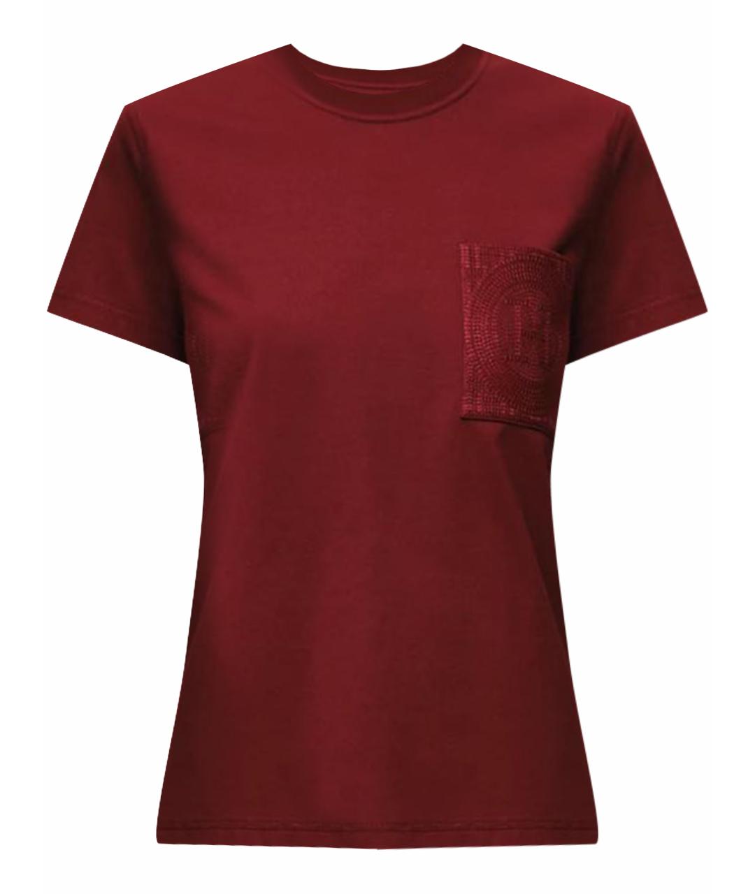 HERMES Бордовая хлопковая футболка, фото 1