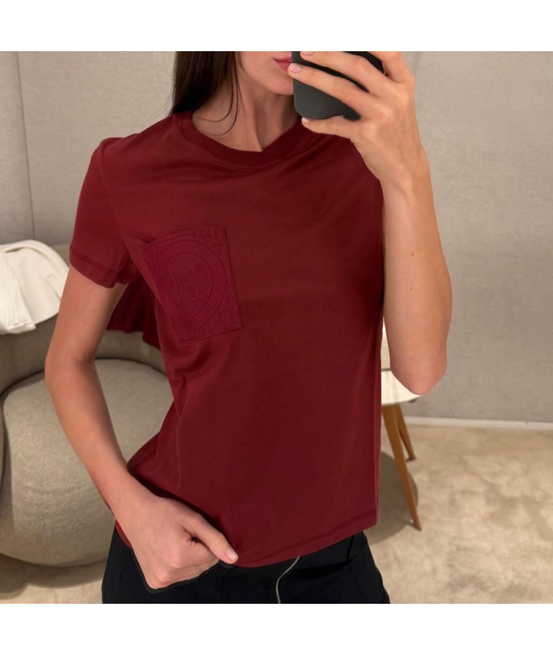 HERMES Бордовая хлопковая футболка, фото 2