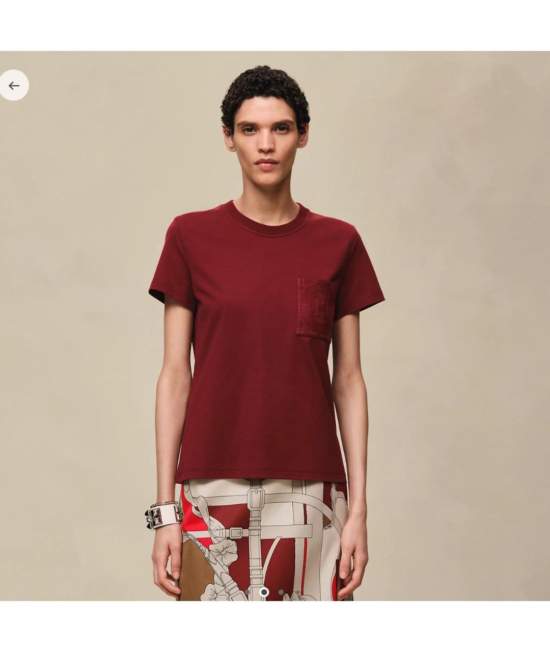 HERMES Бордовая хлопковая футболка, фото 5
