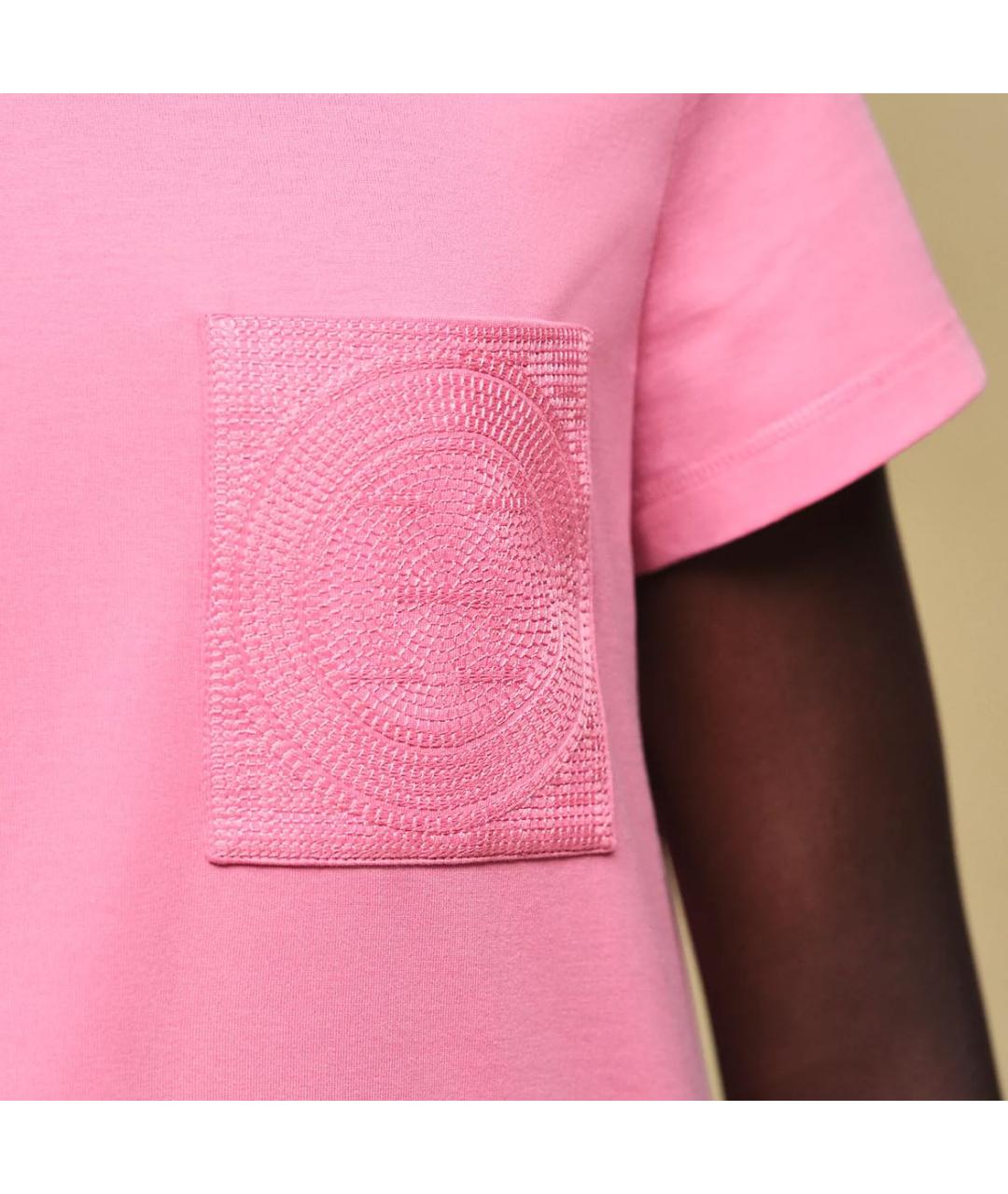 HERMES Розовая хлопковая футболка, фото 2