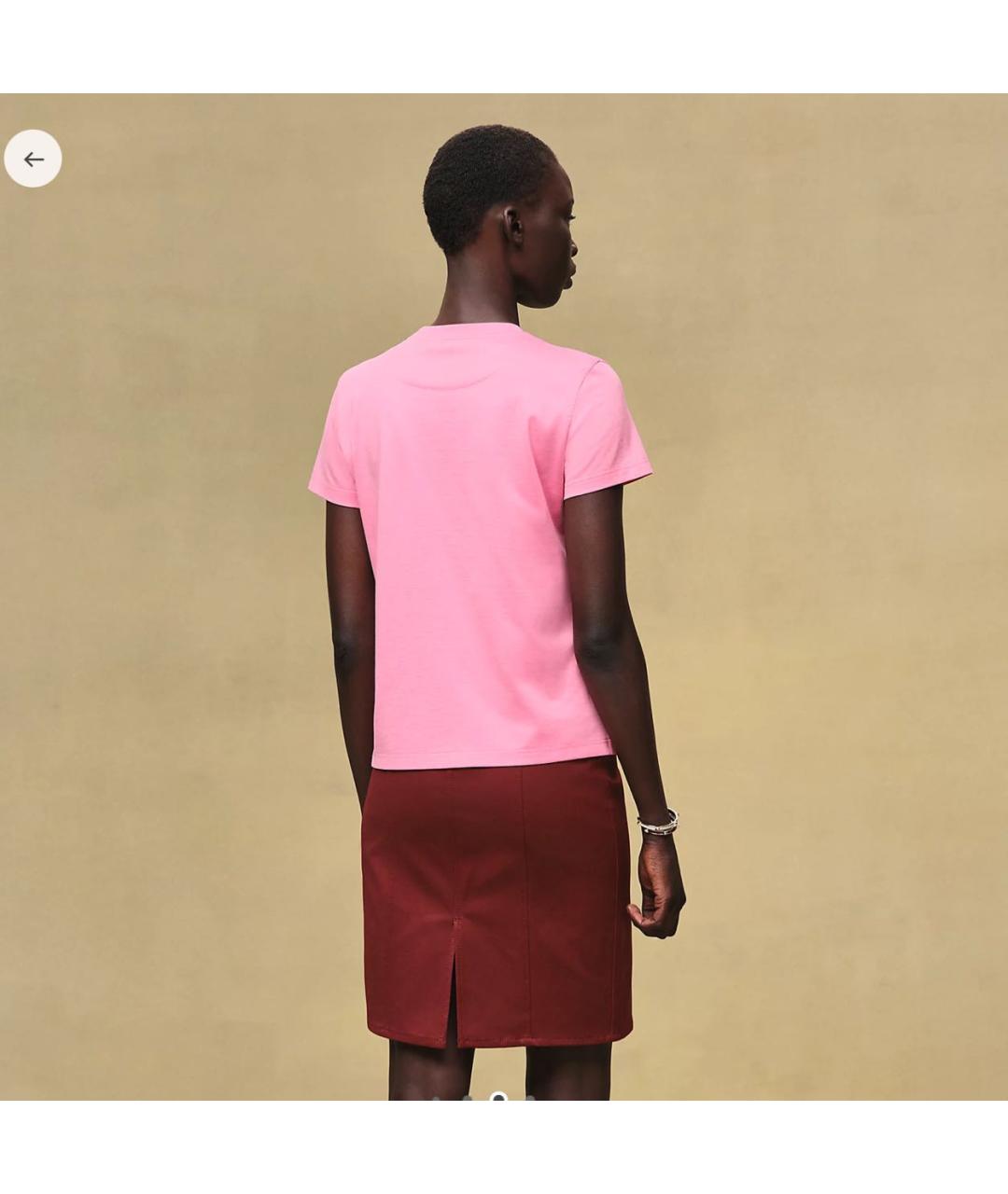 HERMES Розовая хлопковая футболка, фото 4