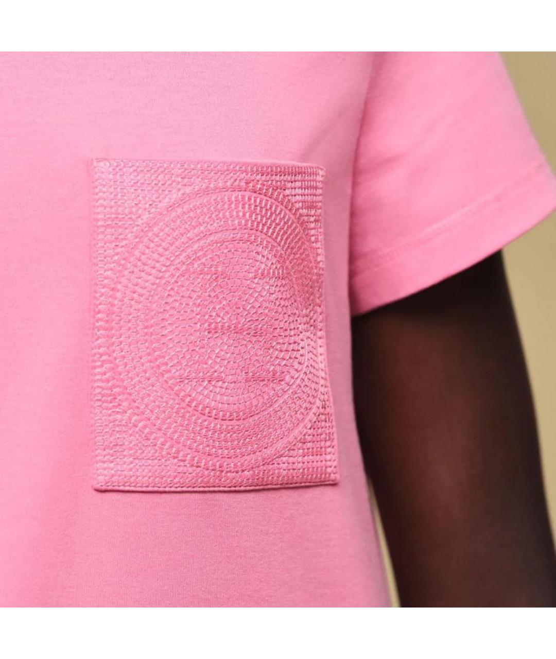 HERMES Розовая хлопковая футболка, фото 7