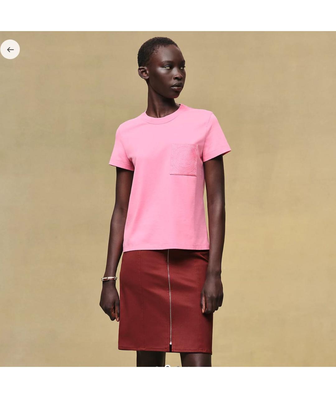 HERMES Розовая хлопковая футболка, фото 5