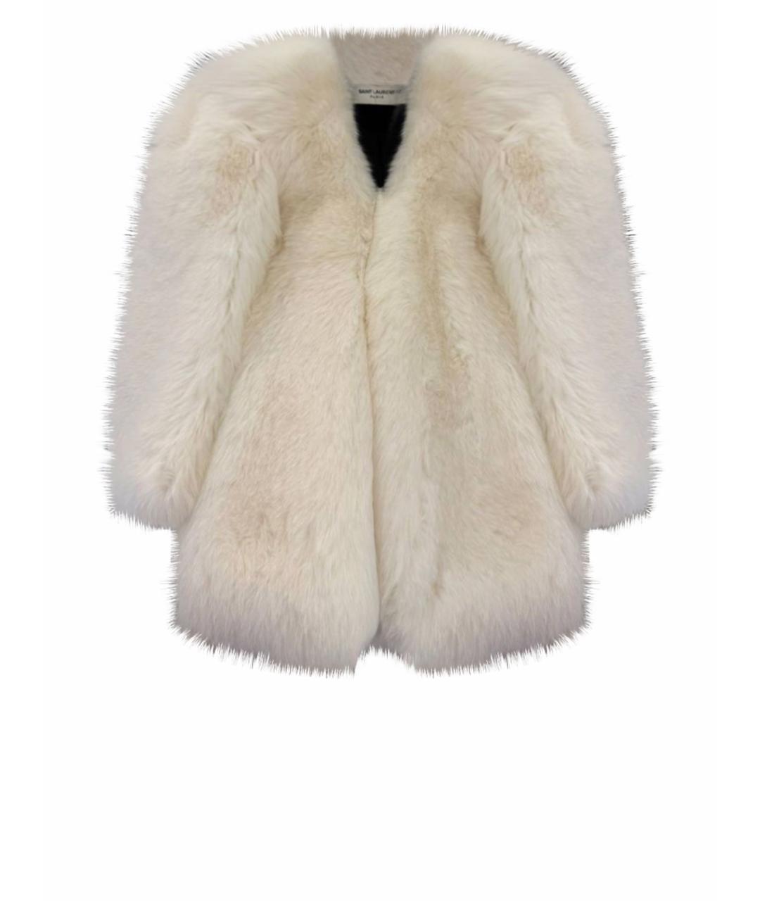 SAINT LAURENT Белая меховая шуба, фото 1