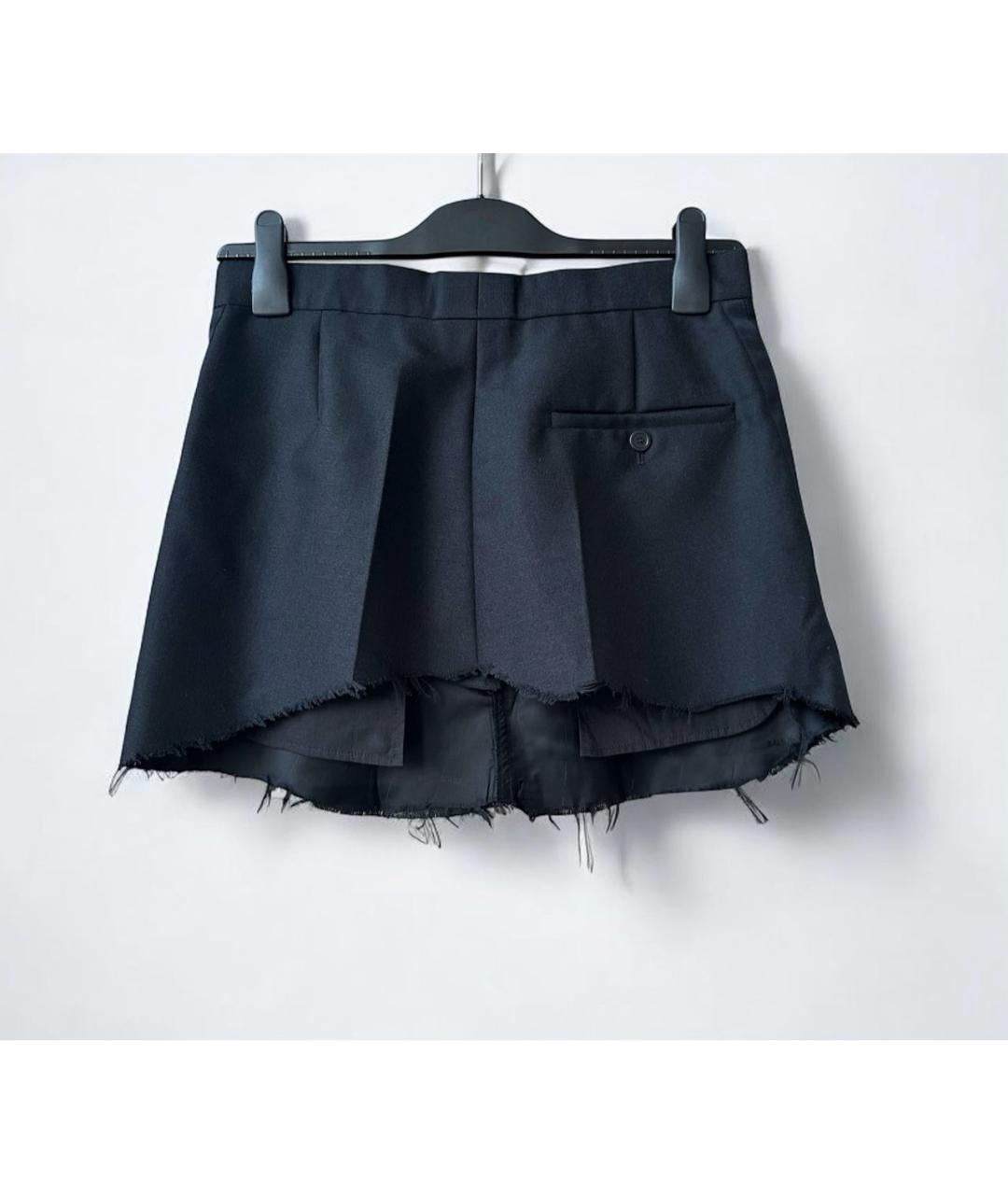 BALENCIAGA Черная шерстяная юбка мини, фото 3