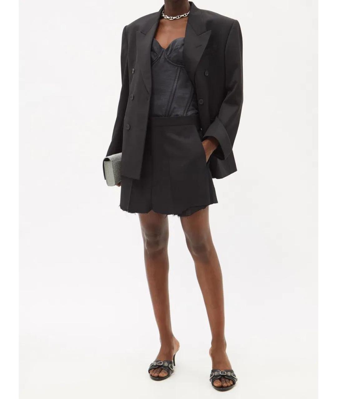 BALENCIAGA Черная шерстяная юбка мини, фото 6