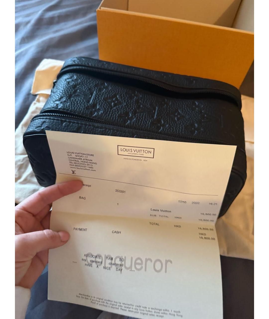 LOUIS VUITTON Черная кожаная дорожная/спортивная сумка, фото 6