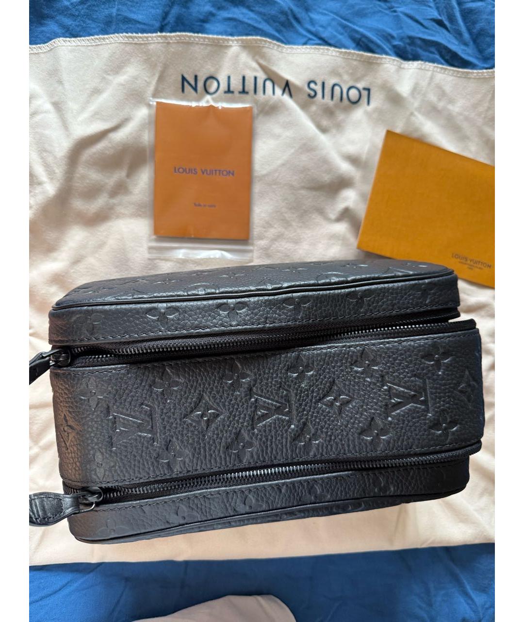 LOUIS VUITTON Черная кожаная дорожная/спортивная сумка, фото 4