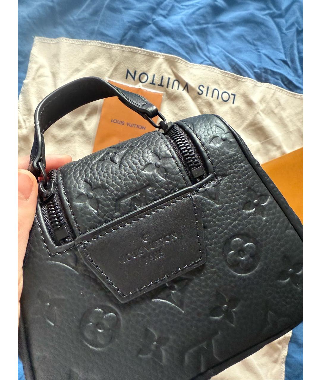 LOUIS VUITTON Черная кожаная дорожная/спортивная сумка, фото 5