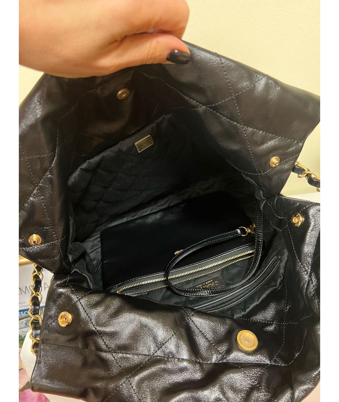 CHANEL Черная кожаная сумка через плечо, фото 8